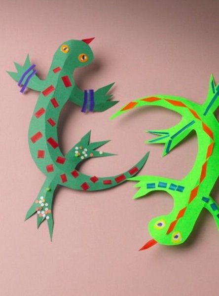 Ящерица из бумаги