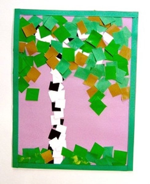 Аппликация из бумаги квадратиками