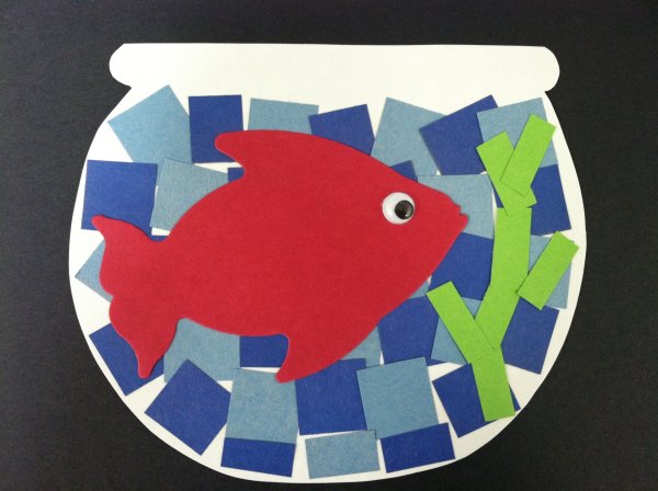 Поделка рыбка Обрывная аппликация