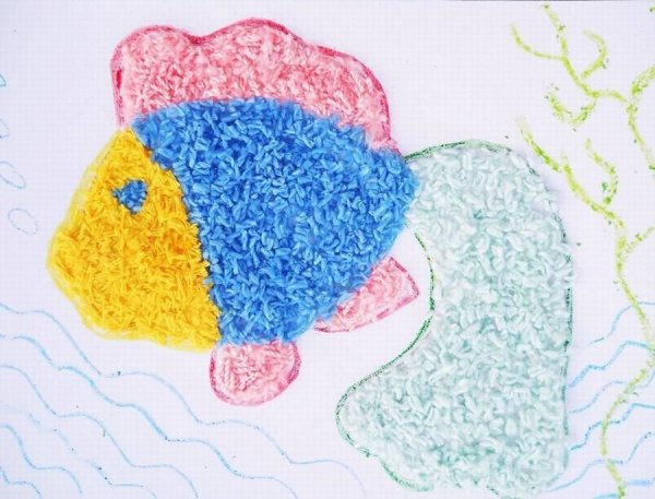 Аппликация из нарезанных ниток