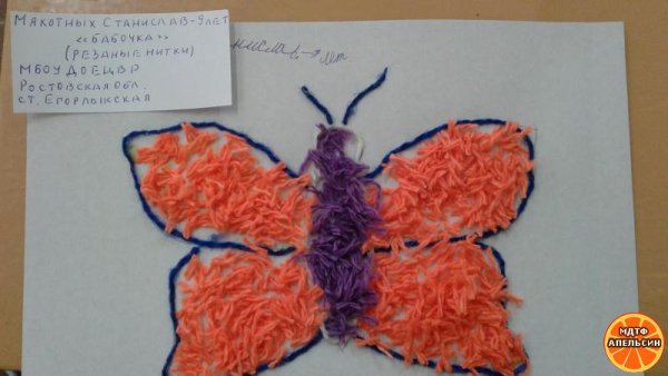 Аппликация из резаных ниток