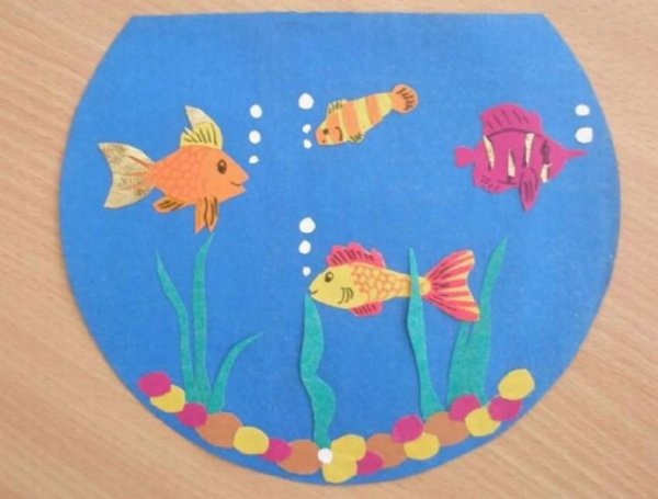 Аппликация «красивые рыбки в аквариуме» Комарова