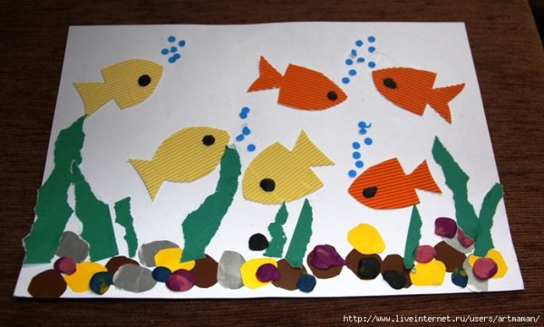 Аппликация рыбки в аквариуме