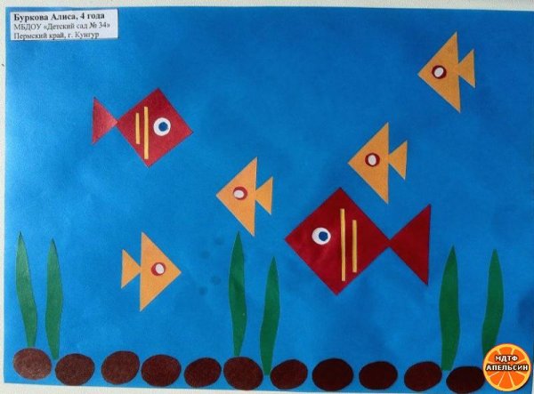 Аппликация рыбки в аквариуме подготовительная группа