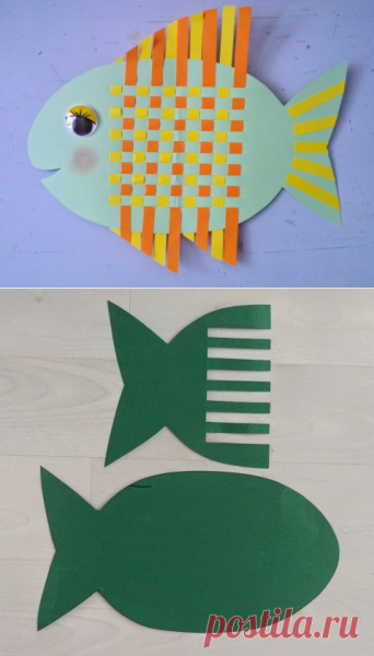 Плетеная рыбка из бумажных полосок