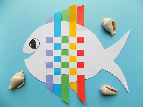Плетеная рыбка из бумажных полосок