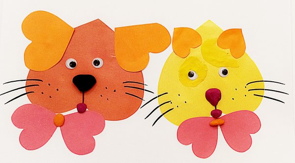 Аппликация из сердечек из бумаги