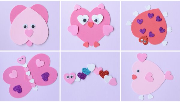 Аппликация из сердечек из бумаги для детей