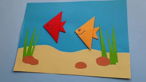 Аппликация оригами рыбки