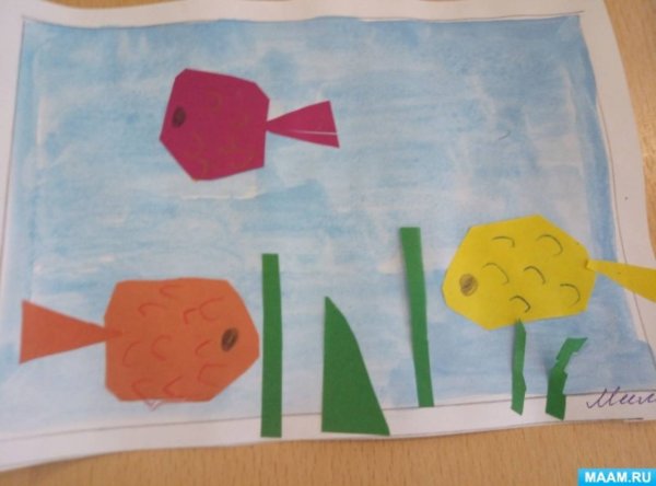 Аппликация рыбка в средней группе