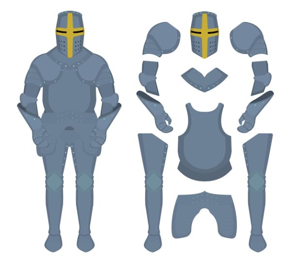 Бумажный рыцарь с доспехами