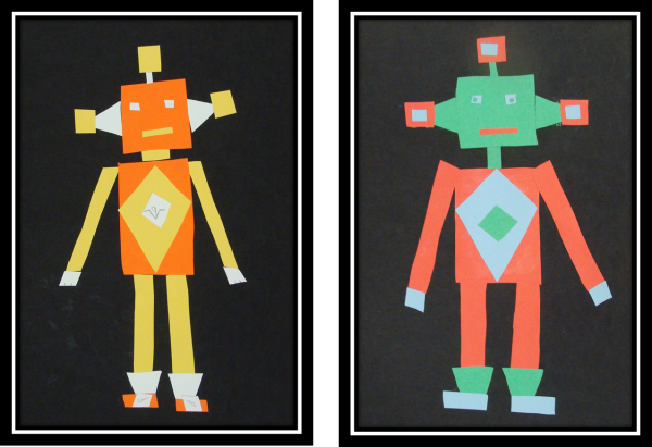 Аппликация робот из геометрических фигур