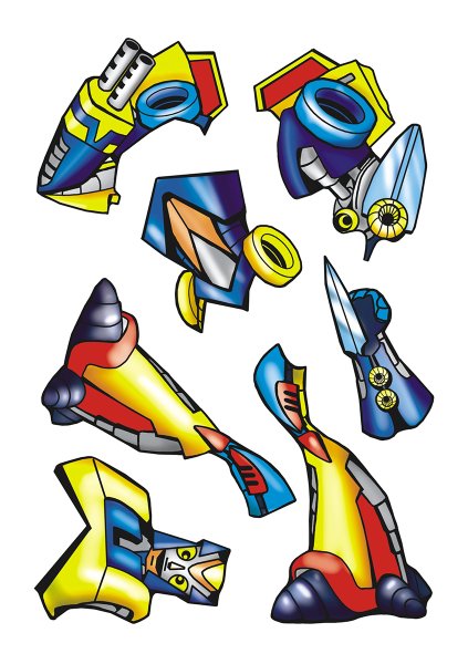 Робот с цветной бумагой