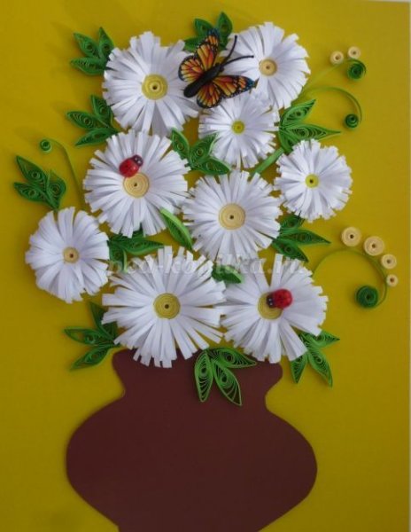 Панно ромашки из бумаги