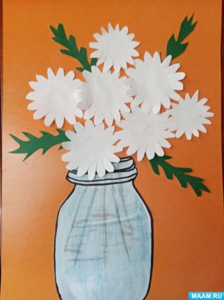 Аппликация ваза с цветами в подготовительной группе