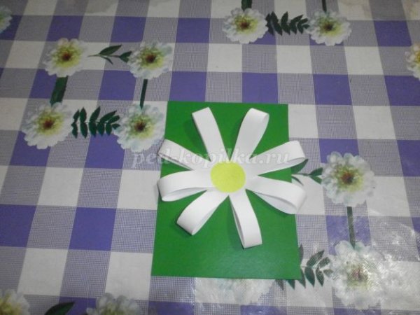 Ромашка из полосок бумаги средняя группа