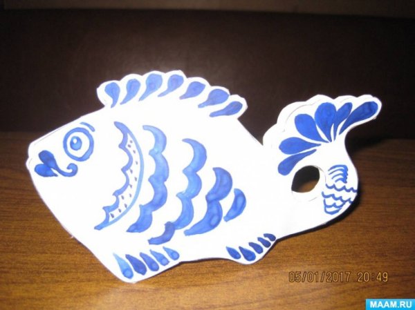 Рисование Гжельская рыбка старшая группа