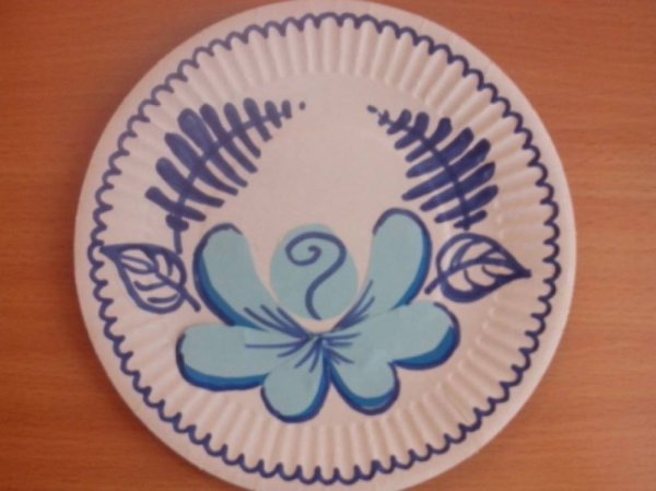 Гжельская тарелочка рисование старшая группа