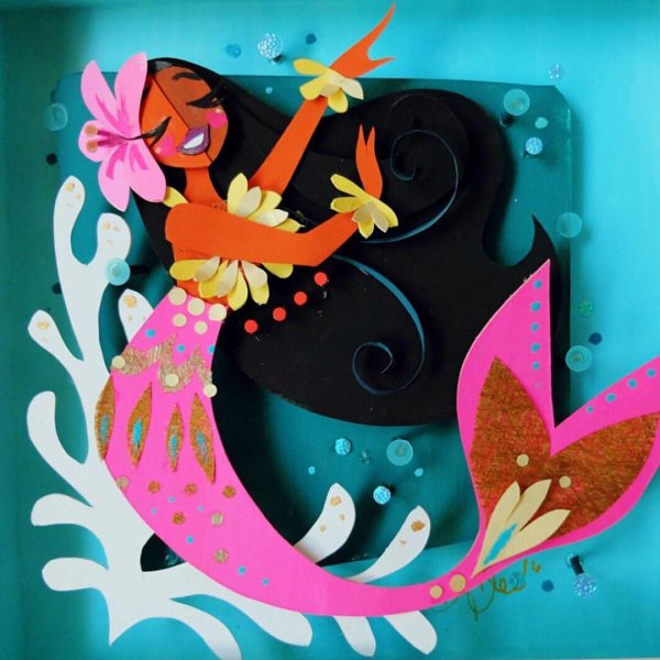 Русалка из цветной бумаги