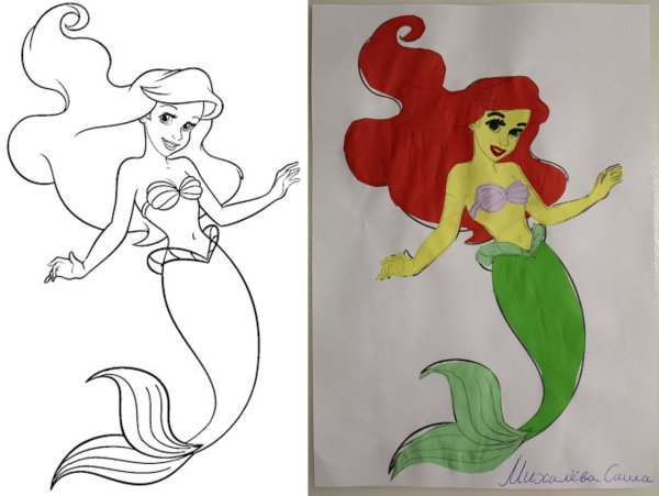 Русалка аппликация из бумаги