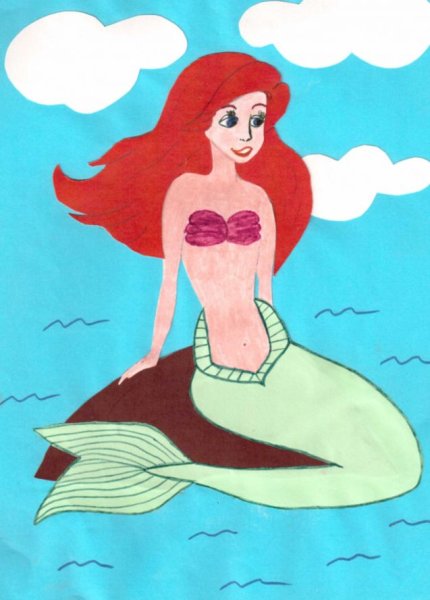 Аппликация Русалочка из цветной бумаги