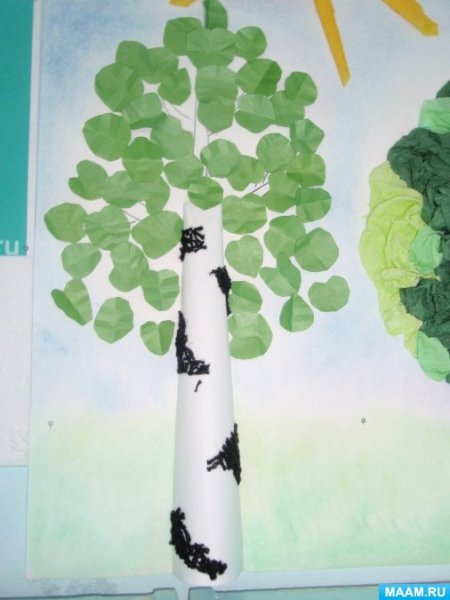 Аппликация береза в подготовительной группе