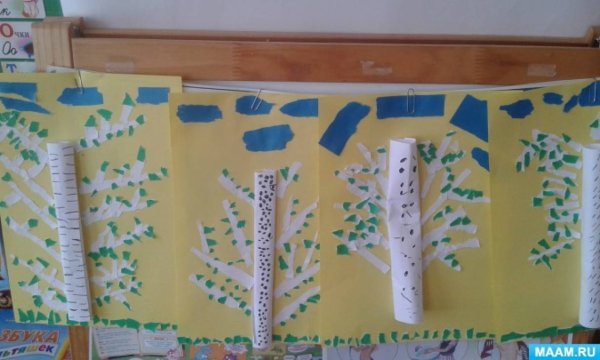 Аппликация береза в подготовительной группе