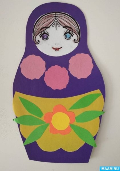 Аппликация русская Матрешка в средней группе