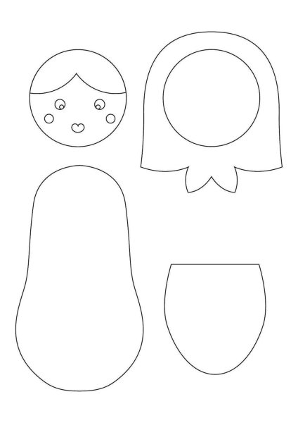 Макет матрешки для аппликации