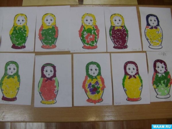 Аппликация Матрешка в старшей группе