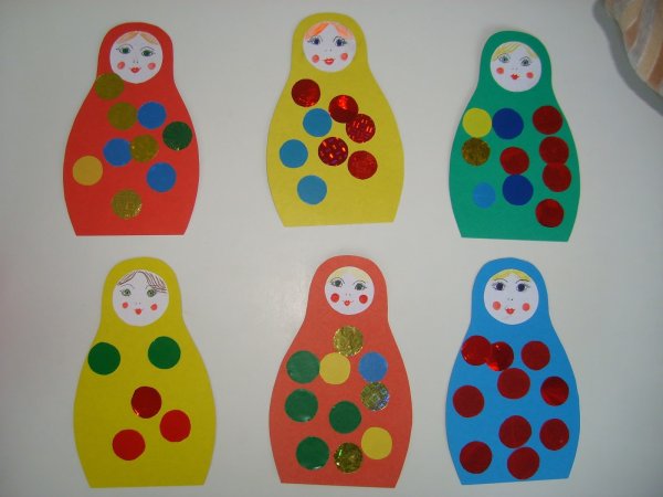 Аппликация Матрешка в младшей группе