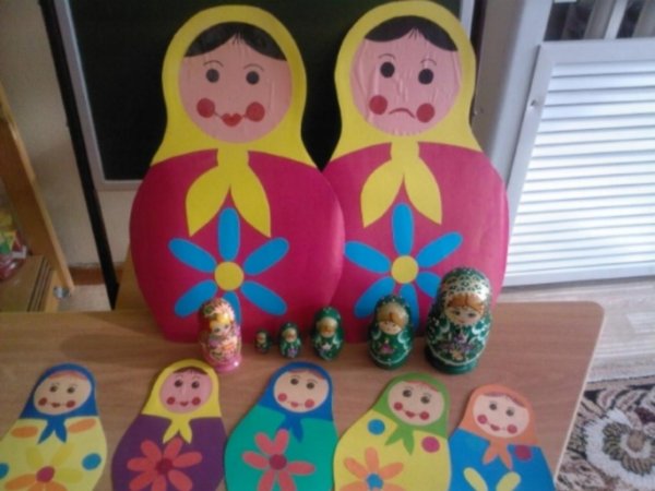 Аппликация Матрешка в младшей группе