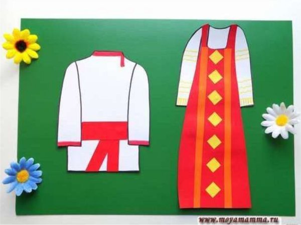 Аппликация на тему русский народный костюм
