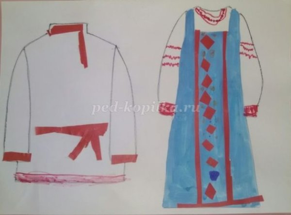 Рисование национальные одежды в старшей