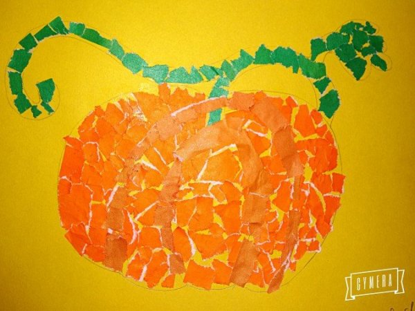 Обрывная аппликация тыква