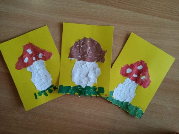 Обрывная аппликация гриб