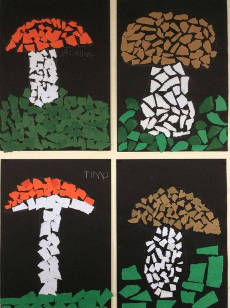 Обрывная аппликация грибы в подготовительной группе