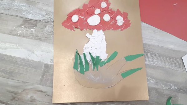 Гриб мухомор аппликация Обрывная