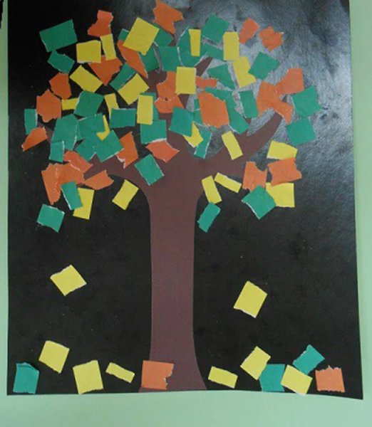 Аппликация осень из цветной бумаги