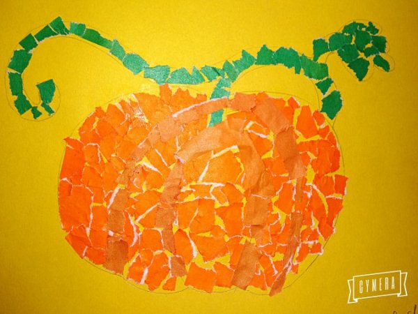 Обрывная аппликация тыква