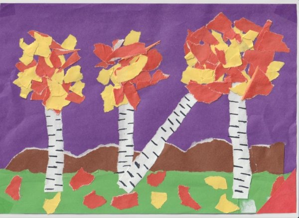 Обрывная аппликация осенний лес