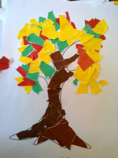 Аппликация осеннее дерево Обрывная осеннее