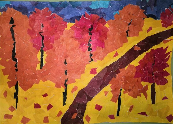 Обрывная аппликация осень