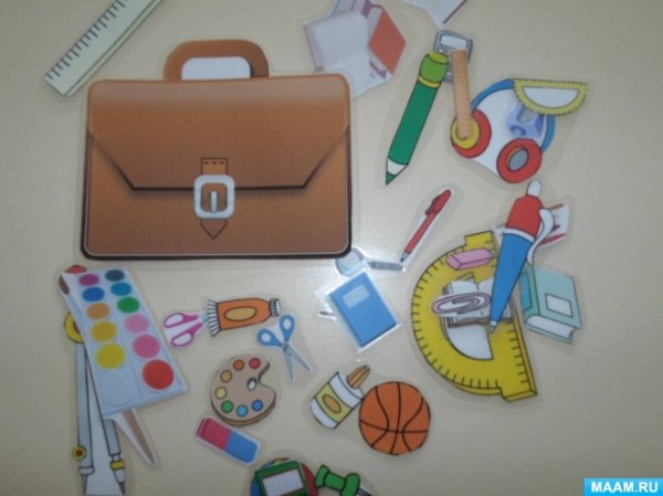 Аппликация на тему школьные принадлежности