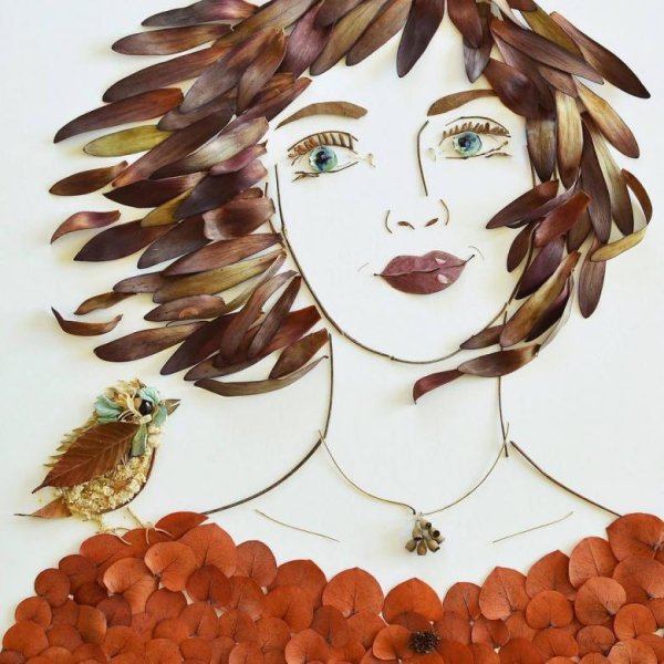 Портреты из листьев Vicki Rawlins