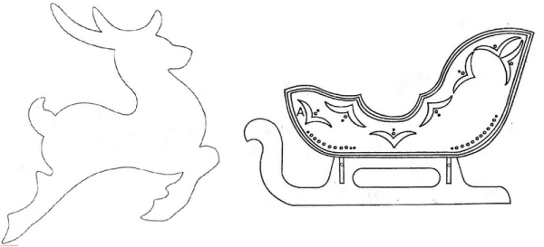 Трафарет новогодних саней