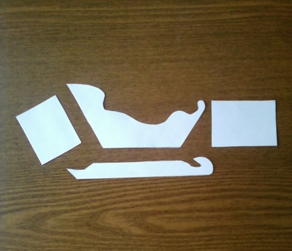 Трафарет санки из картона