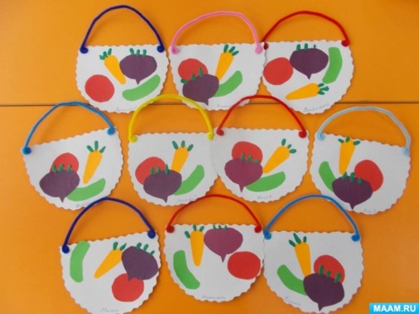 Аппликация на тему овощи и фрукты