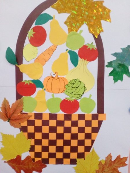Корзина с фруктами из цветной бумаги