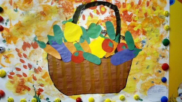 Аппликация корзина с овощами